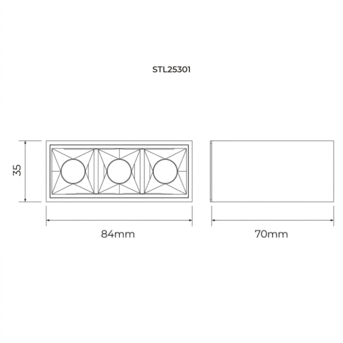 Spot de Sobrepor Stella Square Micro 3 Focos PT e Black Piano 30° 7W 3000K 70x84x35mm STL25301PTO-BP/30