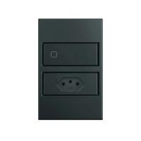 Interruptor + Tomada Stella S. Touch Policarbonato Preto 10A STO25022PTO