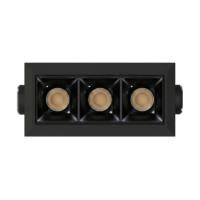 Spot de Embutir Stella Square Micro Quad. Rec. Triplo PT e Black Piano 30° IRC90 7W 3000K 50x94x46mm STL25368PTO-BP/30 PREN