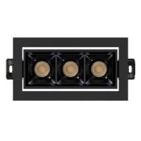 Spot de Embutir Stella Square Micro Direcional 3 Focos PT e Black Piano 30° IRC90 7W 2700K 40x104x57mm STL25364PTO-BP/27 PREN