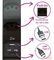 Torre de Tomada Pix Preo 2x Tomada 16A + 1x USB + 1x USBC 36507296 PREN