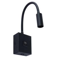 Arandela Nordecor Aine com USB 3 watts 3000K Preto Bivolt 90x75mm 2466 PREN