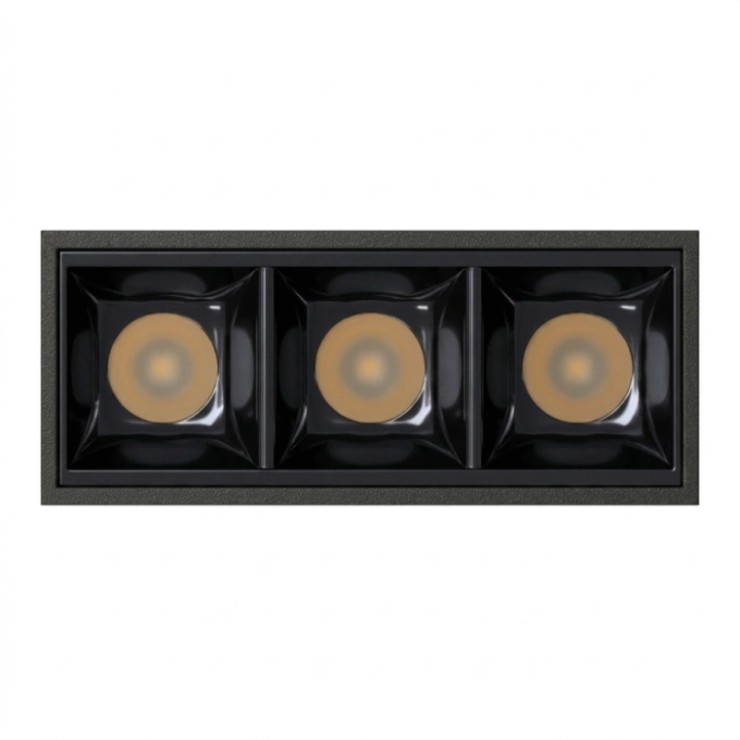 Spot de Sobrepor Stella Square Micro 3 Focos PT e Black Piano 30° 7W 3000K 70x84x35mm STL25301PTO-BP/30