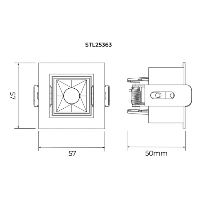 Spot Embutir Stella Square Micro 3 watts 30° 2700K Direcional Branco IRC90 50x57x57mm STL25363BR/27
