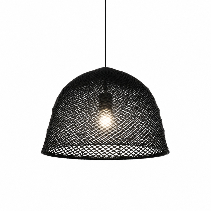 Pendente Quarto Crescente Tulum com Trama de Crochê Artesanal Ø650mm PN-1165