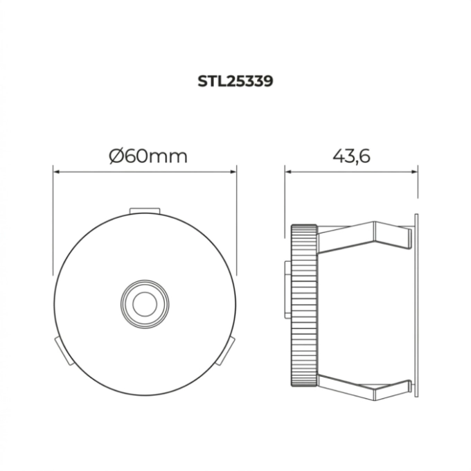 Spot de Embutir Stella Round Narrow Red. Preto IRC97 7 watts 3000K Ø60x43,6mm STL25339PTO/30