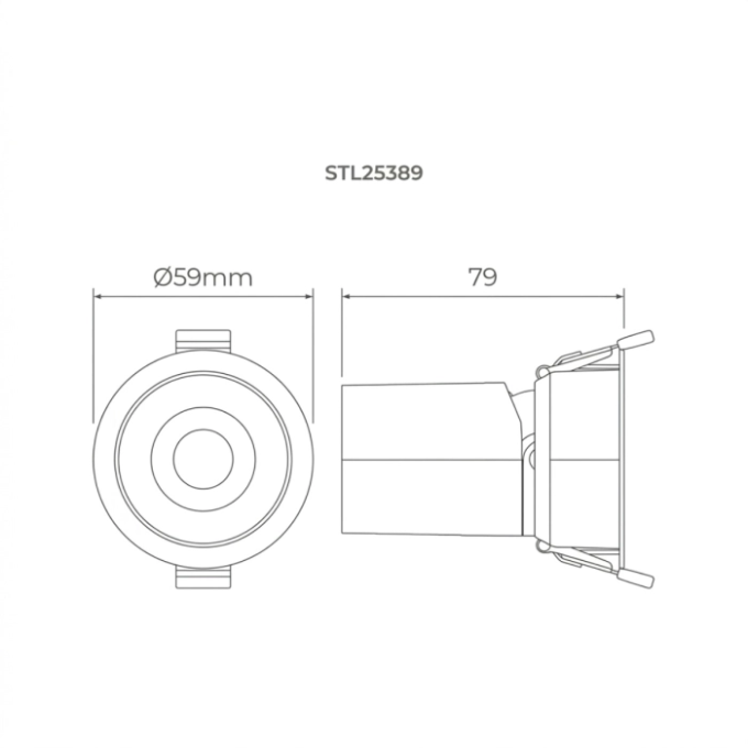 Spot de Embutir Stella Round Direcionável Recuado Preto e Cromo Negro Ø59x79mm IRC90 15° 7W 3000K STL25389PTO-CR/30