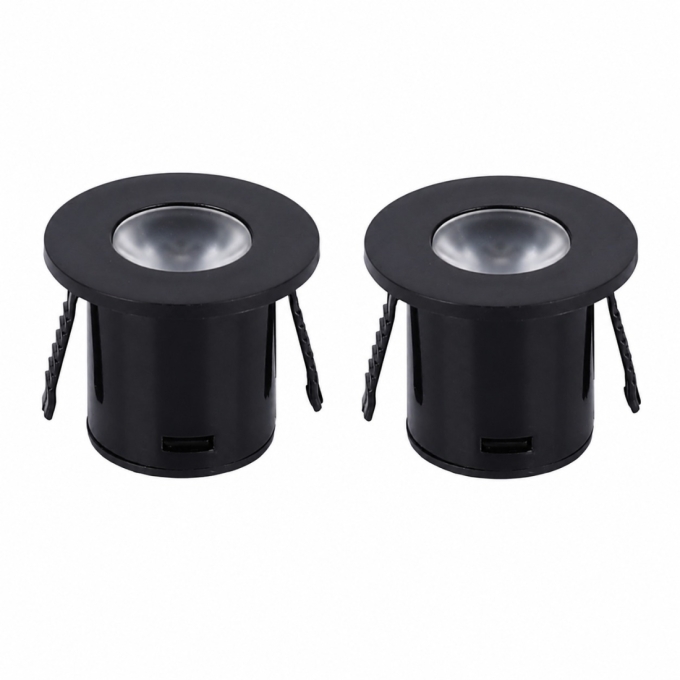 Mini Spot Embutido Nordecor Yasa Redondo 1 watts 3000K Preto c/ 2 Unidades Ø35x29mm 6328 PREN