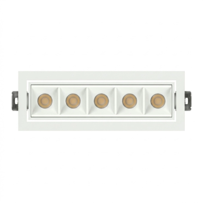 Spot de Embutir Stella Square Micro Direcional 5 Focos Branco 30° IRC90 11,5W 3000K 50x159x57mm STL25365BR/30