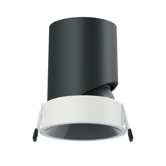 Spot de Embutir Stella Round Direcionável Branco e Cromo Negro 12W 2700K Bivolt  Ø99x123mm STL25395BRPTO-CR/27