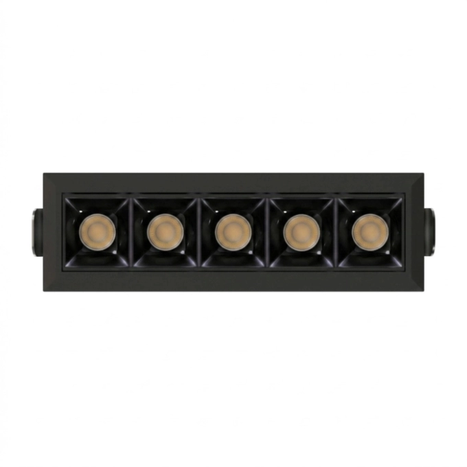 Spot de Embutir Stella Square Micro 5 Focos PT e Black Piano 30° 11,5W 2700K 50x147x46mm STL25369PTO-BP/27