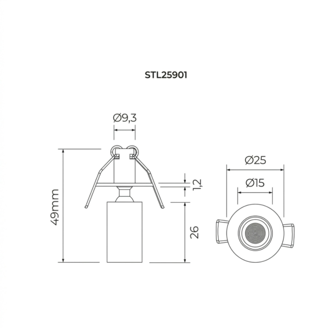 Spot 12V Stella Móbili Micro Direcionável Branco 1,5 watts 3000K 26xØ25mm STL25901BR/30
