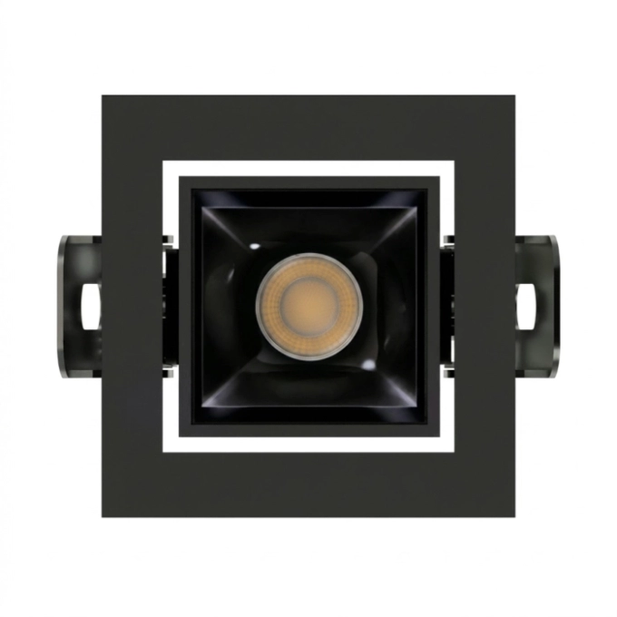 Spot Embutir Stella Square Micro 3 watts 30° 2700K Direcional Preto e Black Piano IRC90 50x57x57mm STL25363BR/27