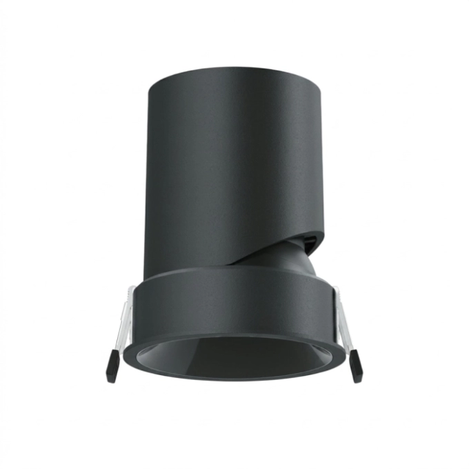 Spot de Embutir Stella Round Direcionável Preto e Cromo Negro 12W 2700K Bivolt  Ø99x123mm STL25395PTO-CR/27