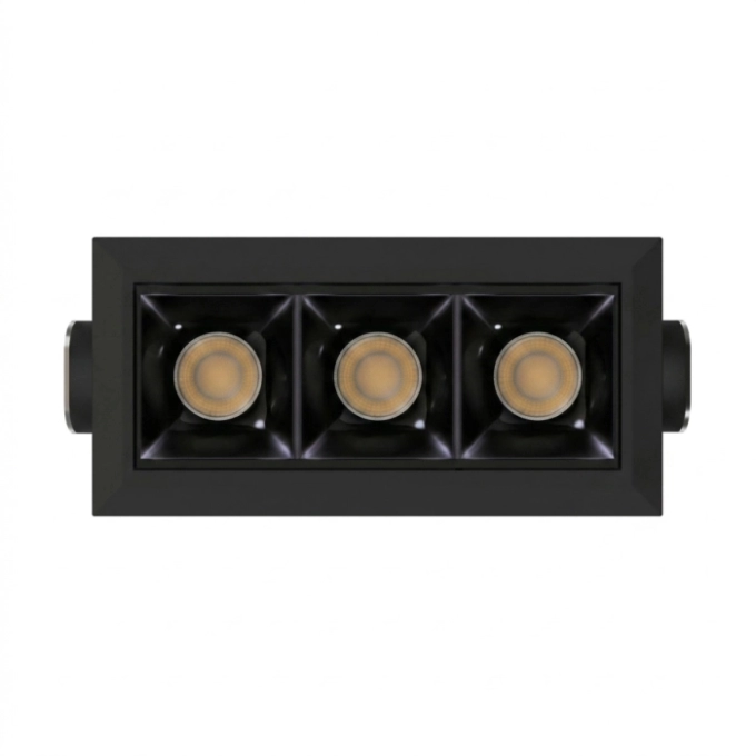 Spot de Embutir Stella Square Micro Quad. Rec. Triplo PT e Black Piano 30° IRC90 7W 2700K 50x94x46mm STL25368PTO-BP/27