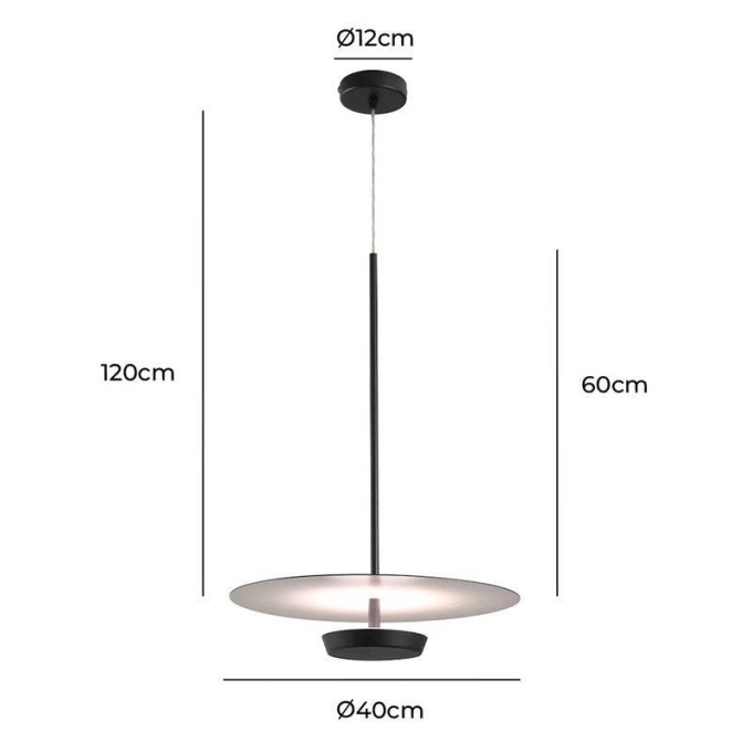 Pendente Nordecor Dolla 18 watts 3000K Preto Ø400x600mm 2523 PREN