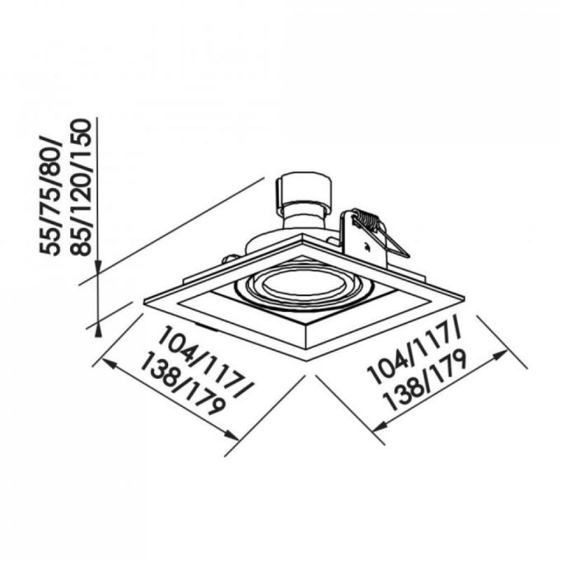 Embutido Direcional Newline Recuado II Preto 1L Dicróica MR16/PAR16 117x117x75mm IN50321 PREN