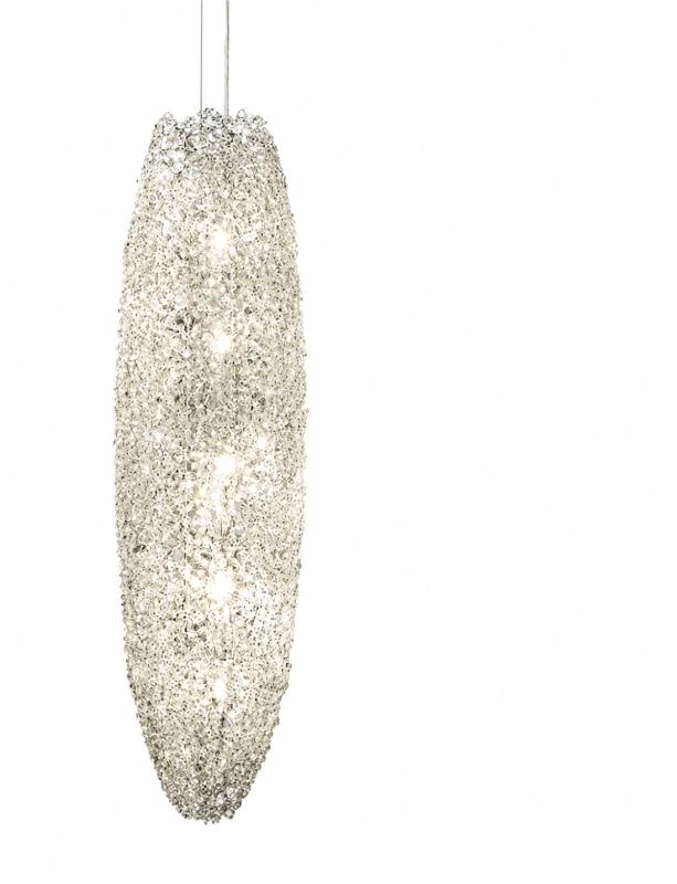 Pendente Artesanal Lampluz Coluna Zeppelin Metal e Cristal 12L G9 1500x400mm 