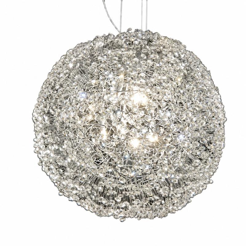Pendente Artesanal Lampluz Ninho Metal e Cristal 12L G9 Ø800mm PDC 100.80