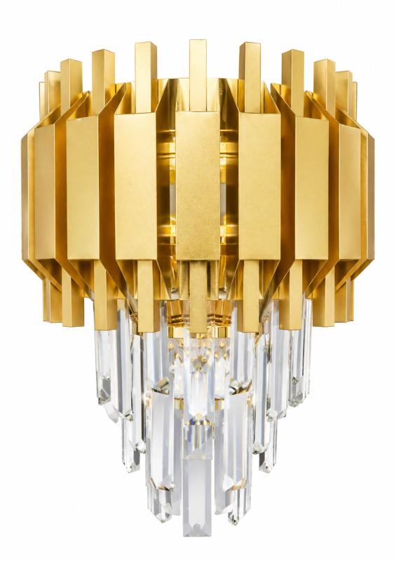 Arandela Sindora Metal Dourado e Cristal Transparente 2L E14 Ø250x250mm DCB00451