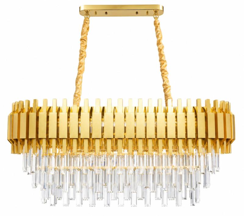 Pendente Sindora Metal Dourado e Cristal Transparente 10L E14 Ø800x330x300mm DCD00450