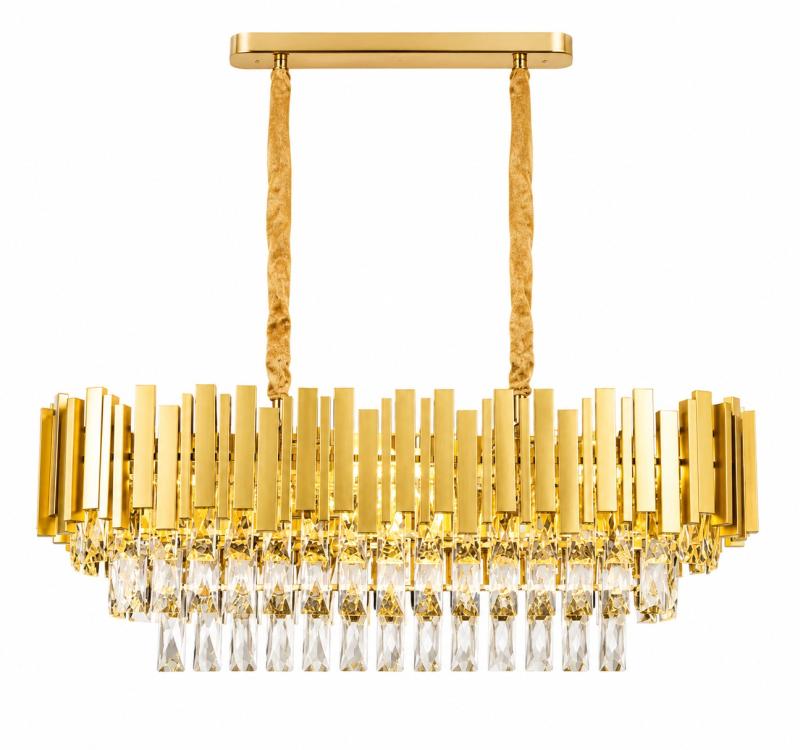 Pendente Sindora Metal Dourado e Cristal Transparente 8L E14 Ø760x280x260mm DCD00460