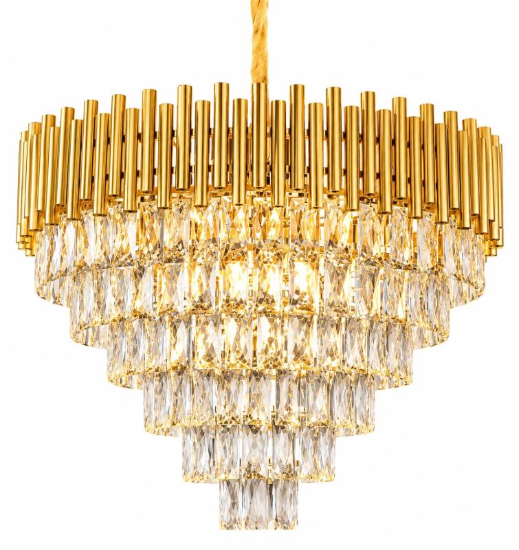 Pendente Sindora Metal Dourado e Cristal Transparente 15L E14 Ø720x430mm DCD00454