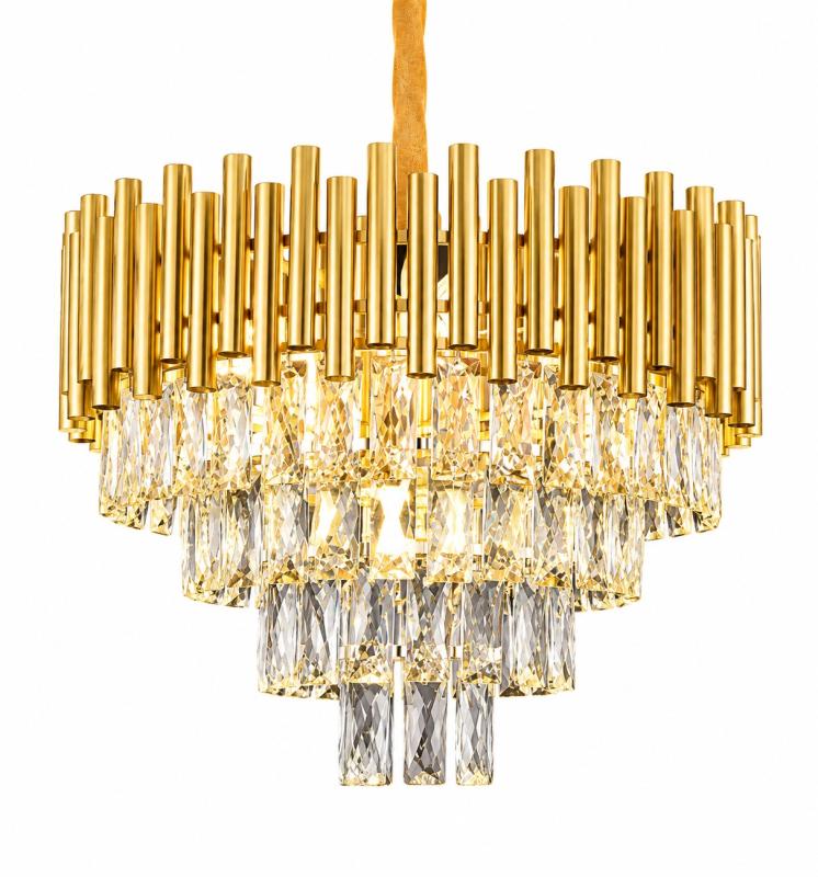 Pendente Sindora Metal Dourado e Cristal Transparente 9L E14 Ø520x330mm DCD00453