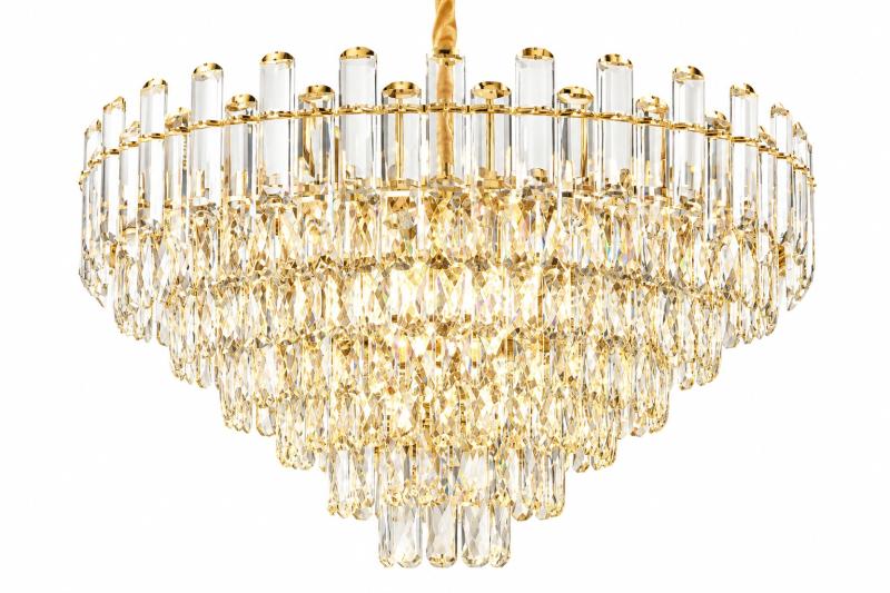 Pendente Sindora Metal Dourado e Cristal Transparente 16L E14 Ø750x460mm DCD00464