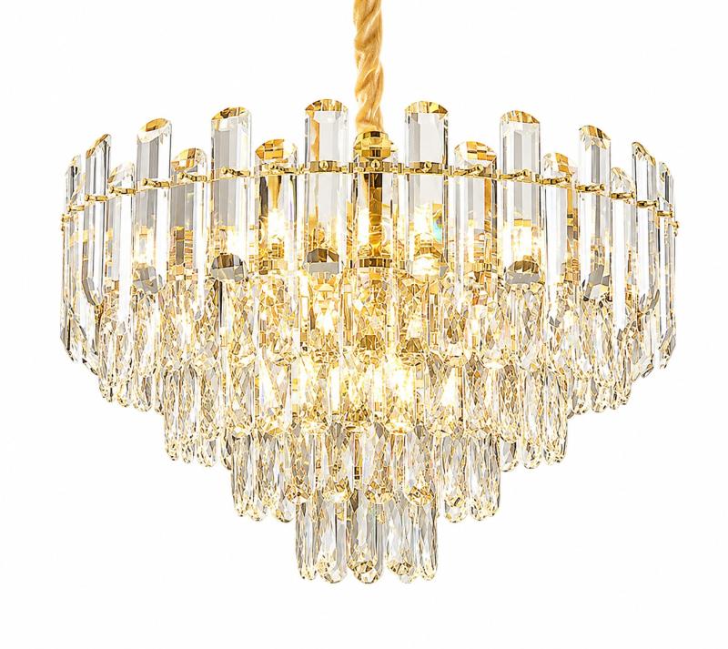 Pendente Sindora Metal Dourado e Cristal Transparente 11L E14 Ø550x360mm DCD00463