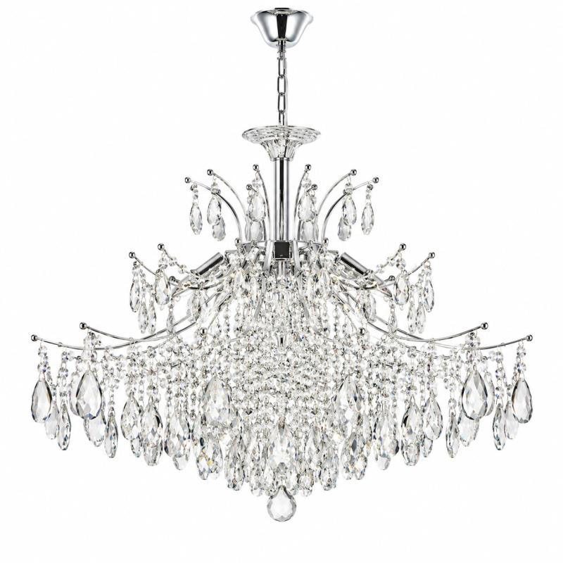 Pendente Sindora Metal Cromado e Cristal Transparente 9L E14 Ø800x650mm DCD00440