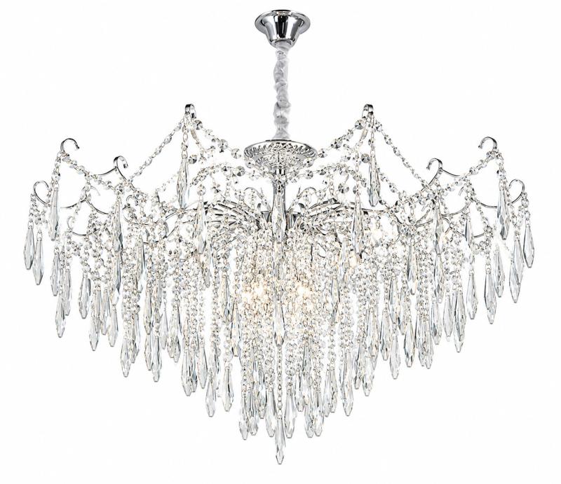 Pendente Sindora Metal Cromado e Cristal Transparente 12L E14 Ø950x600mm DCD00431