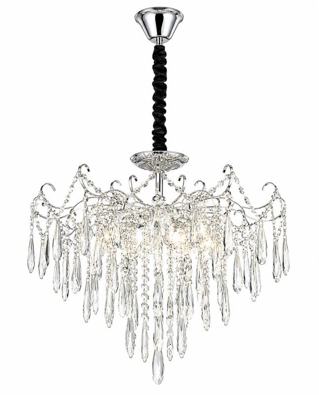 Pendente Sindora Metal Cromado e Cristal Transparente 6L E14 Ø600x500mm DCD00429