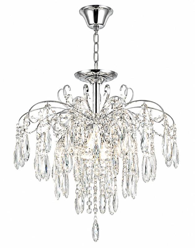 Pendente Sindora Metal Cromado e Cristal Transparente 5L E14 Ø500x500mm DCD00428