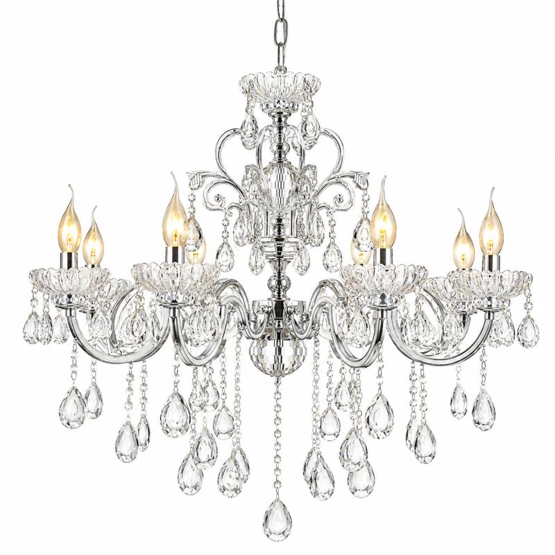 Pendente Sindora Metal Cromado e Cristal Transparente 18L E14 Ø1000x1200mm DCD00405-12+6