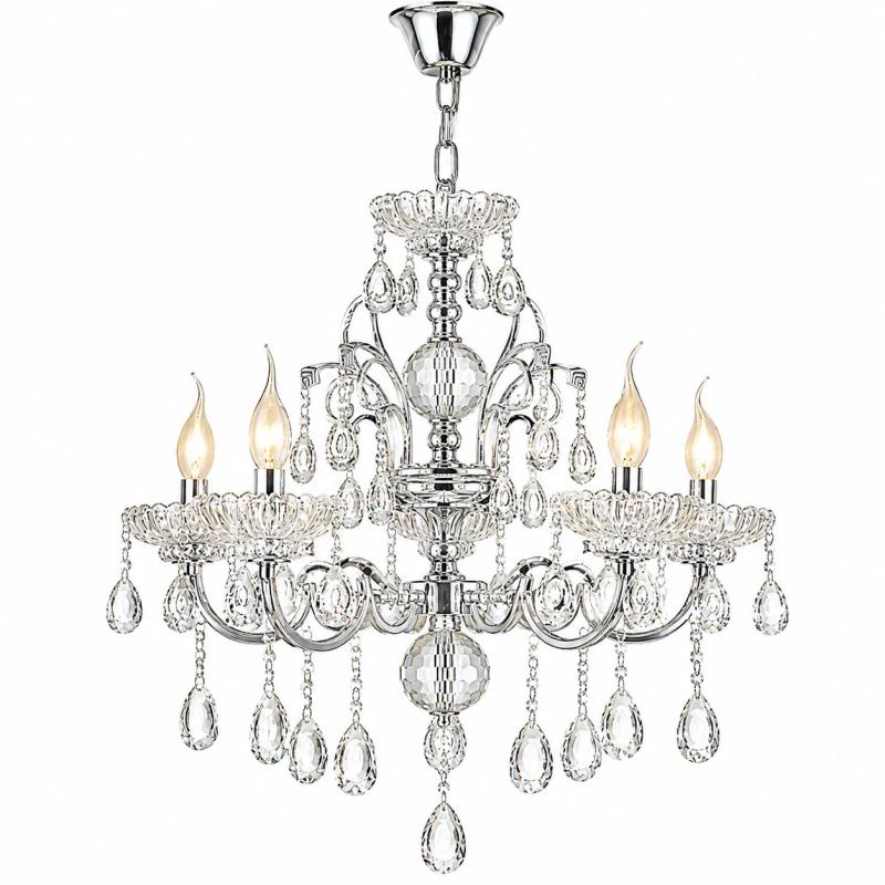Pendente Sindora Metal Cromado e Cristal Transparente 5L E14 Ø500x500mm DCD00405-5