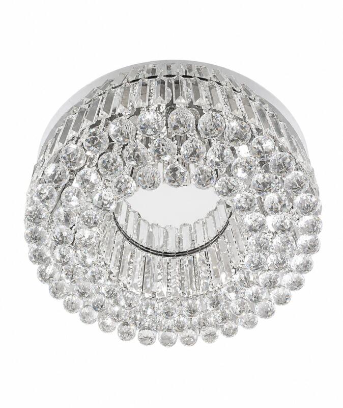 Plafon Sindora Metal Cromado e Cristal Transparente 7L G9 Ø600mm DCX00111