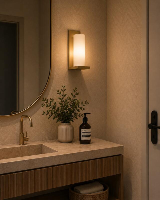 Arandela Union Iluminação em L Madeira CHAMPAGNE e Acrílico 1L E27 150x340x140mm 385.22 PREN