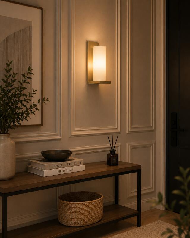 Arandela Union Iluminação em L Madeira CHAMPAGNE e Acrílico 1L E27 150x340x140mm 385.22 PREN