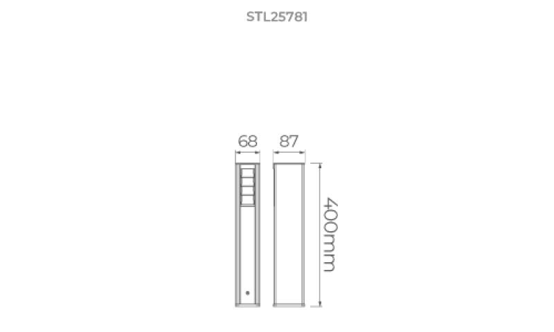 Poste Balizador Stella Vertik 3W 3000K IP65 70° Bivolt 400x68x87,1mm STL25781/30