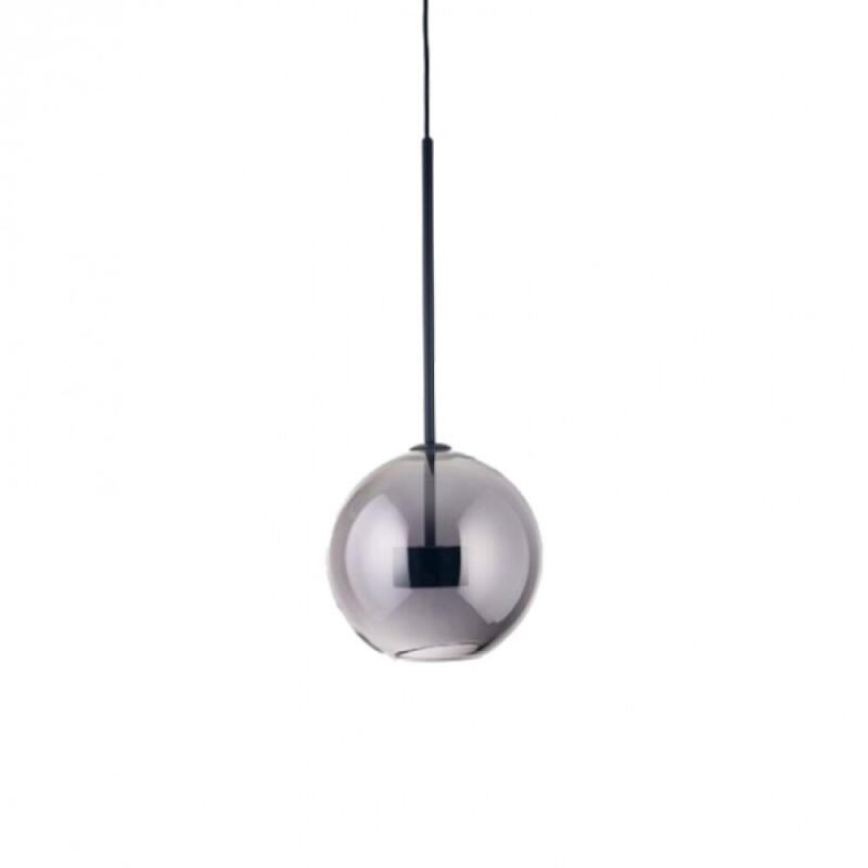 Pendente Flavo Vetri Metal Preto Fosco e Vidro Fumê 6 watts 3000K Ø250X240mm FP1115PFF