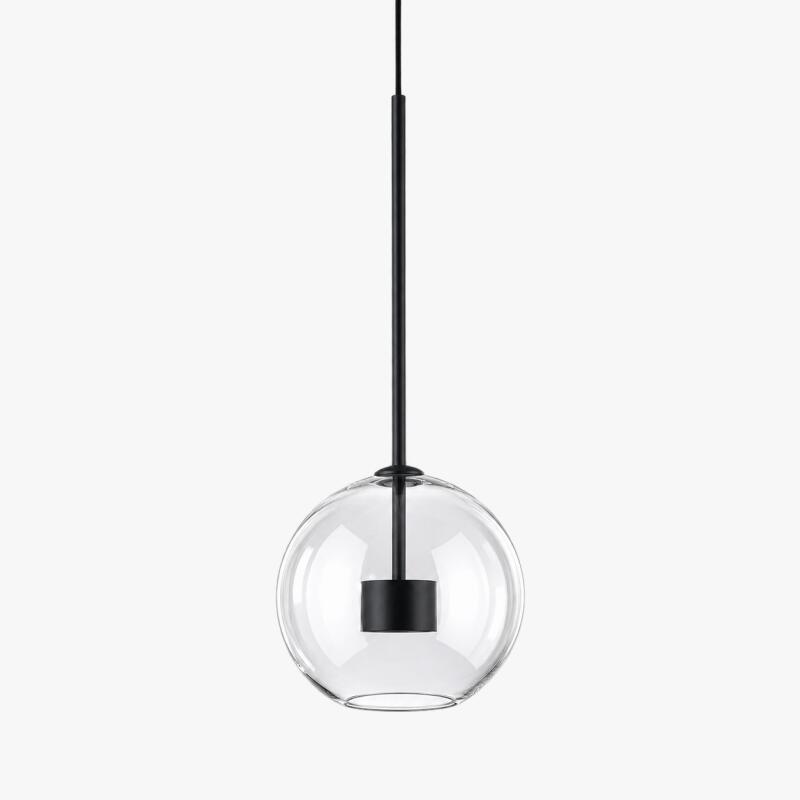 Pendente Flavo Vetri Metal Preto Fosco e Vidro Transparente 6 watts 3000K Ø250X240mm FP1115PF