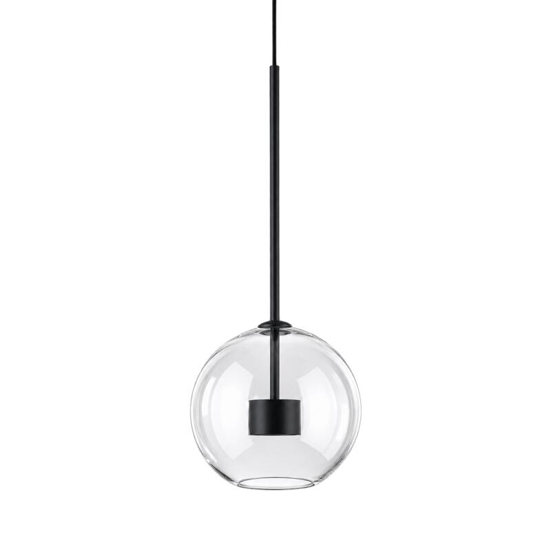 Pendente Flavo Vetri Metal Preto Fosco e Vidro Transparente 6 watts 3000K Ø250X240mm FP1115PF