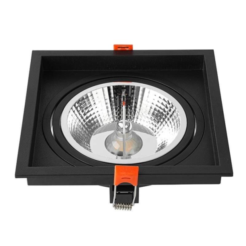 Spot Embutir Nordecor Loyo 1L AR111 Preto 160x160x15mm 6841 PREN