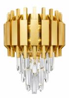 Arandela Sindora Metal Dourado e Cristal Transparente 2L E14 Ø250x250mm DCB00451