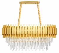Pendente Sindora Metal Dourado e Cristal Transparente 10L E14 Ø800x330x300mm DCD00450