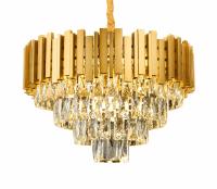 Pendente Sindora Metal Dourado e Cristal Transparente 9L E14 Ø520x330mm DCD00458