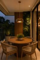 Pendente Sindora 8 watts 3000K Bivolt Metal Bronze e Vidro Conhaque 330x150mm DCD04019