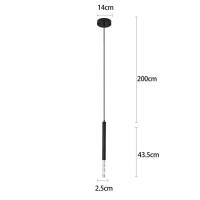 Pendente Nordecor Pean 3 watts 3000K Preto Ø25x435mm 2517 PREN