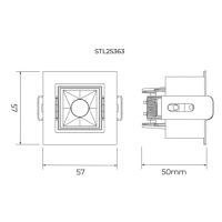 Spot Embutir Stella Square Micro 3 watts 30° 3000K Direcional Preto e Black Piano IRC90 50x57x57mm STL25363PTO-BP/30